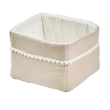 Charger l'image dans la galerie, FanFan Panier de soin sable 20x20 cm – Panier de rangement bébé – Coton tétra – Accessoire bébé