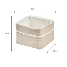 Charger l'image dans la galerie, FanFan Panier de soin sable 20x20 cm – Panier de rangement bébé – Coton tétra – Accessoire bébé